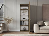 Tall Bookcase 71" H with 2 Doors, Five Interior Shelves, Natural Oak/White B097P480465