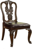 Traditional Intricate Back Design Set of 2 Side Chairs Brown Cherry Solid wood Chair Padded B01178728