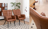 Bonded Leather Armchair, Modern Accent Chair High Back, Living Room Chairs with Metal Legs and Soft W2105P145981