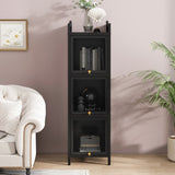 Modern Three-tier Glass Door Cabinet with Featuring Four-tier Storage, for Entryway Living Room W757P241564