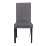 Cobre Contemporary Velvet Dining Chair with Nailhead Trim, Set of 2, Gray T2574P164559
