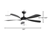 52 Inch Low Profile Ceiling Fan with Lights Remote Control,Quiet DC Motor for Patio Living Room W934P147091