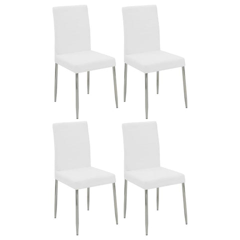 ZUN Set of 4 Leatherette Upholstered Dining Chairs, White and Chrome B016P224473