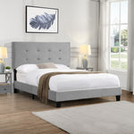 ZUN Full Size Upholstered Platform Bed Frame with pull point Tufted Headboard, Strong Wood Slat Support, W31136118