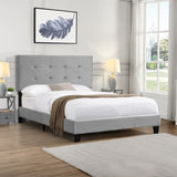 Full Size Upholstered Platform Bed Frame with pull point Tufted Headboard, Strong Wood Slat Support, W2297P284327