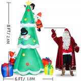 ZUN 8FT Inflatable Santa Claus Snowman On Christmas Tree w/LED Lights Outdoor Decor 07288823