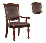 Luxurious Traditional Dining Brown Cherry Solid wood Espresso Leatherette Seat Set of 2pc Arm B011P225590