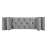 Alma Tufted Flared Arm Entryway Bench, Opal Grey Velvet B2719P238451