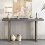 ZUN U_STYLE Uniquely Designed Oak Veneer Console Table with Distinctive Side Shapes, Suitable for N711P170550E