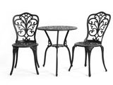 ZUN Best Choice Products 3-Piece Outdoor Rust-Resistant Cast Aluminum Patio Bistro Set Black W640P250968