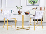 A set of 2 white and gold vintage crocodile leather bar chairs, featuring crystal clasp design and W3875P383108