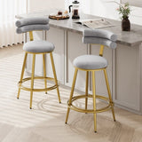 ZUN 27.65'' Modern Counter Stools Set of 2,Dark gray velvet Counter Stools with iron Frame,Soft back and N780P194940G