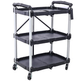 3 Layers Folding Collapsible Service Cart Pack-N-Roll Folding Collapsible Service Cart, Black, 50 W46578737