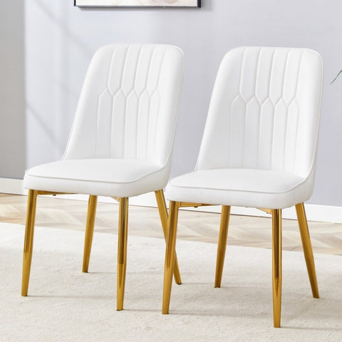 ZUN 2 modern dining chairs, sleek PU leather backrest, and gold metal legs bring a comfortable home W1151P183322