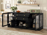 U-Style 58.3" Modern Buffet Sideboard with 4 Doors & 2 Drawers, Adjustable Shelves, Power Outlet, N711P437648B