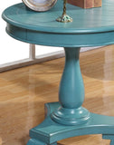 ZUN Rene Round Wood Pedestal Side Table, Teal T2574P164764