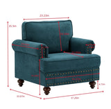 Modern Sofa for Living Room,38"Green Chenille Sofa Couch, Sectional Love Seat Sofa Couch with Brown W1708135965