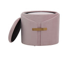 Contemporary Nesting Ottoman Set in Blush k Velvet with Gold Metal Accent Pieces B202P223723