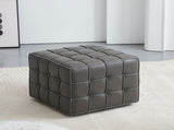 17.32''W Genuine Leather Tufted Ottoman,Footstool for Living Room & Bedroom,Grey Color W579P354656
