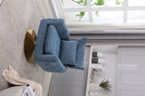 Classic Mid-Century 360-degree Swivel Accent Chair, Blue Linen W1361104586