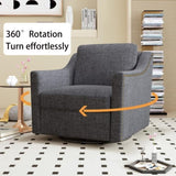 360 Degree Swivel Armchair Cotton linen skin-friendly fabric Ergonomic design Brass nail decorative W2113P168569