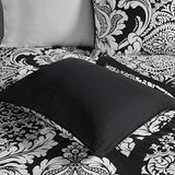 7 Piece Cotton Printed Comforter Set Black Queen B03597261