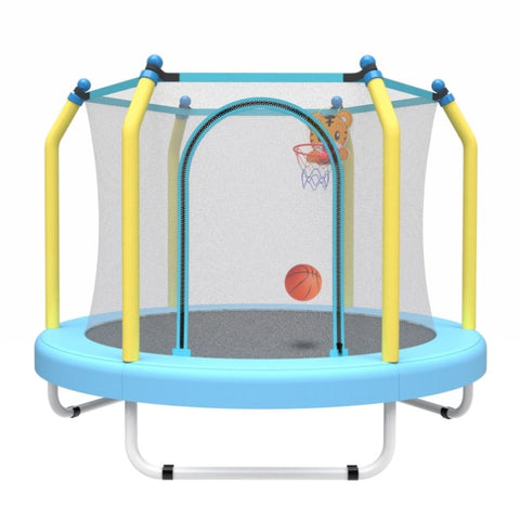 ZUN 55-inch Trampoline for Kids Indoor & Outdoor Small Toddler Trampoline with Basketball Hoop W1163P248688