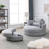 Welike Swivel Accent Barrel Modern Grey Sofa Lounge Club Big Round Chair with Storage W83469811