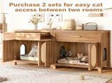 Cat Litter Box Enclosure, Hidden Cat Litter Box Furniture with Scratching Board Doors and Storage 06632538