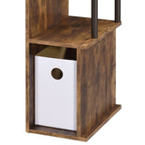 Weathered Oak and Black Computer Desk with Keyboard Tray B062P184565