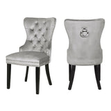 Erica 2 Piece Wood Legs Dinning Chair Finish with Velvet Fabric in Light Gray 808857794864