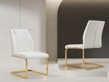 High-Back Chairs Set of 4, PU Leather Modern Kitchen Chairs with Gold Legs for Home Furniture W3803P420015