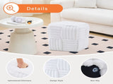 Square Ottoman Foot Stool Corduroy Vanity Chair Bench with Padded Woven Footrest for Entryway Living 32381225