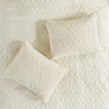 3 Piece Split Corner Pleated Quilted Bedspread Cream King B03597562