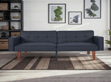 Modern PU Leather Futon Sofa with Tufted Backrest, Adjustable Reclining Couch with Wood & Metal 17372453
