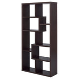 8-shelf Cappuccino Geometric Bookcase B062P145423