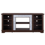 ZUN TV Media Stand with with Faux Stacked Stone Surround, Modern Entertainment Console with Open Storage W1758P187684