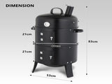 43 x 52 x 85 cm Black Cylindrical Smoker with Chimney Powder-Coated Iron 63817602
