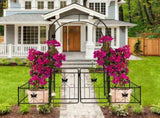 Metal Garden Arch with Gate 79.5'' Wide x 86.6'' High Climbing Plants Support Rose Arch Outdoor 50043989