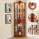 Glass Cabinet Lighted Corner Cabinet Corner Display Curio Cabinet, Glass Display With W2275P177192