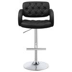 ZUN Black and Chrome Adjustable Bar Stool B062P149093