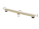 28 Inch Linear Shower Drain with Removable Square Patterned Grate, 304 Stainless Steel with Hair 15278953