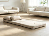 Beige Convertible Floor Sofa Bed No Assembly Required Folding Upholstered Couch, Adjustable 92641017