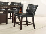 Modern Counter Height Chairs Black Faux Leather Tufted Set of 2 High Chairs Dining Seating B011130016