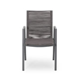 ZUN Outdoor Modern Aluminum Dining Chair with Rope Seat , Gray and Dark Gray 64679.00GRY