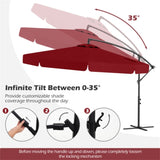 10 Feet Patio Cantilever Umbrella - Wine 39676557