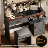 43.4"Makeup Vanity Table, Makeup Table with Large Mirror and 11 LED Light , Brightness Adjustable, W2386P199525