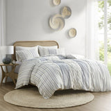 Full/Queen Cotton Printed Duvet Cover Set with Chenille B03596509