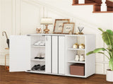 Adjustable Shelf Shoe Cabinet, 2-Door Enclosed 3-Tier Open Storage Organizer for Entryway-White 34855833