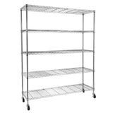5-Tier NSF Heavy Duty Adjustable Storage Metal Rack with Wheels & Shelf Liners Ideal for Garage, 49670774